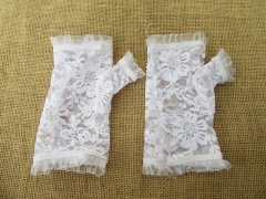 (image for) 5Pairs White Short Wedding Lace Fingerless Bridal Gloves