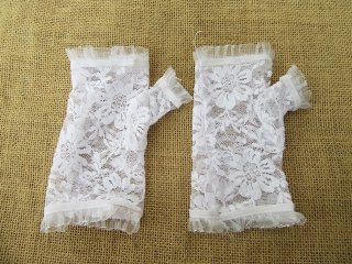 5Pairs White Short Wedding Lace Fingerless Bridal Gloves (image for) 5Pairs White Short Wedding Lace Fingerless Bridal Gloves