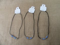 (image for) 60Pcs Leatherette Cord Necklace with Blue Polymer Clay Beads