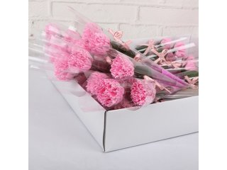 60Pcs Pink Bath Artificial Carnation Soap Flower Mother's Day