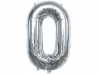 6Pcs Silver Numbers 0 Air-Filled Foil Balloons Party Decor