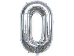 (image for) 6Pcs Silver Numbers 0 Air-Filled Foil Balloons Party Decor