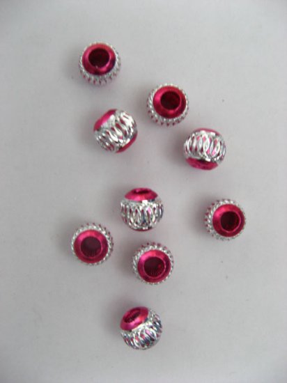 200 Rosy Aluminium Round European Beads dia.10mm be-a44 - Click Image to Close