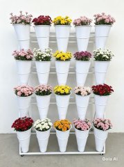 (image for) 20Buckets White Flower Display Movable Shelf Stand Rack Flower Shop Stand