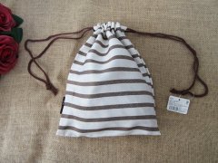(image for) 12Pcs Fabric Stripe Drawstring Jewelry Gift Pouches 255x185mm