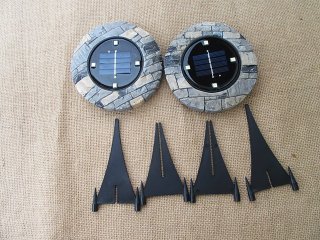 2Pcs Rockrays Solar Led Rock Disc Lights (image for) 2Pcs Rockrays Solar Led Rock Disc Lights