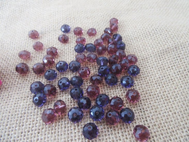 450g (400Pcs) Purple Rondelle Faceted Crystal Beads 10mm Mixed - Click Image to Close