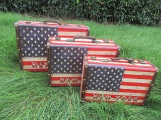 1Set 3in1 Vintage Suitcase Cabinet Organiser - New York Or Londo