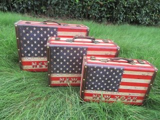 1Set 3in1 Vintage Suitcase Cabinet Organiser - New York Or Londo