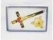 (image for) 1X Enamel Black Cross Statue Golden Tone Base with Box