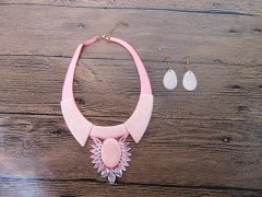 (image for) 5Sets Girls Pink Collar Necklace with Matched Earring