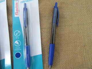6Pcs New Retractable Blue Ink Ball Point Pen