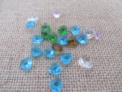 (image for) 500pcs Faceted Heart Shape Crystal Glass Beads Mixed Color