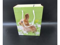 (image for) 10Pcs Green Rabbit Paper Shopping Bags Gift Bags 22.5x17x9cm