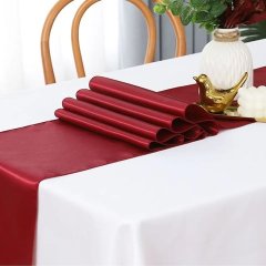 (image for) 5Pcs Red Wine Silk Satin Banquet Wedding Table Runners Table Flags Party Hotel Wedding