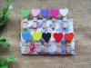 5Sheets x 10Pcs Heart Wooden Clothespin Craft Clips Office Stati