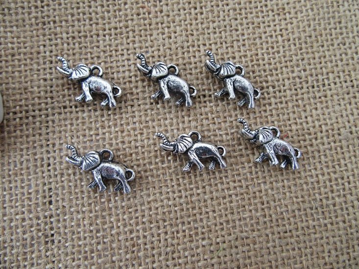 100Pcs New 3D Elephant Beads Charms Pendants Jewellery Findings - Click Image to Close