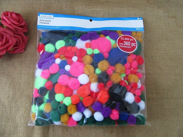 360Pcs Colorful Pom Poms Scrap Booking DIY Project Craft Making - Click Image to Close