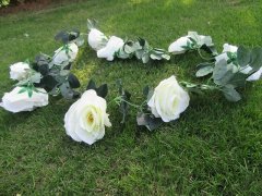 (image for) 5Pcs White 9 Flower Head Artificial Rose Leaf Garland Vine Strin
