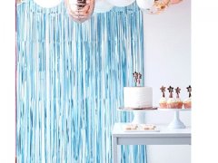 5Pcs Blue Metallic Tinsel Curtain Foil Backdrop Streamer Party