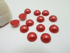 (image for) 750Pcs 12mm Red Semi-Circle Simulated Pearl Bead Flatback