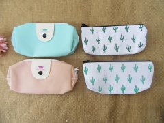 (image for) 6Pcs PU Leather Cute Pencil Case Zipper Bag Storage Travel Bags