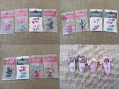 (image for) 1Sheet X 4Pcs Girls' Hair Clips Fabric Sleepies Assorted