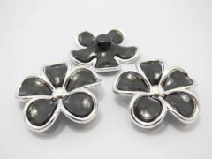 (image for) 3x30Pcs Black Flower Hairclip Jewelry Finding Beads 4.5cm