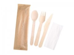 50Sets Disposable Individual Packing Forks Spoons Knives Tissue