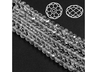 2Strand x 48Pcs Clear Rondelle Faceted Crystal Beads 16mm