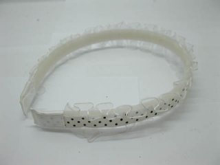 24X New White Black Dot Head Band Hairband with Lace Trim