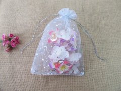 (image for) 100Pcs White Star Printed Drawstring Jewelry Gift Pouches 21x15c