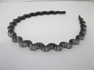 1x12Pcs Waved Hairband Hair Bands with Rhinestone Silvery