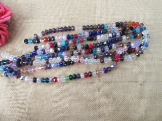 4Strands x 72Pcs Rondelle Faceted Crystal Beads 12mm Mixed Color