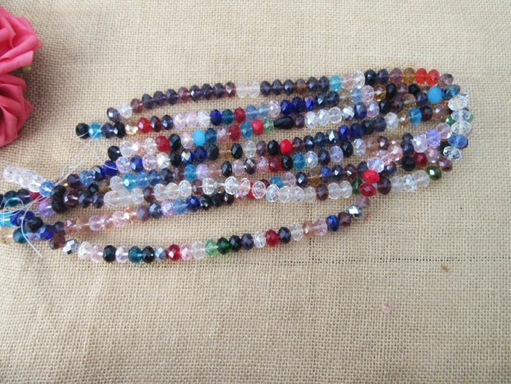 4Strands x 72Pcs Rondelle Faceted Crystal Beads 12mm Mixed Color - Click Image to Close