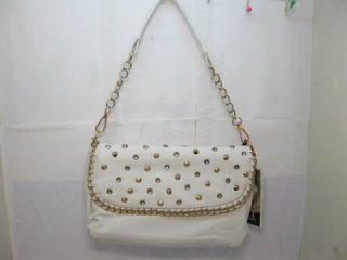 1Pc New White Shoulder Sling Bag Handbag w/Rhinestone