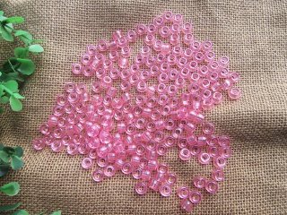 (image for) 500g Transparent Pink Barrel Pony Beads Loose Bead 8mm