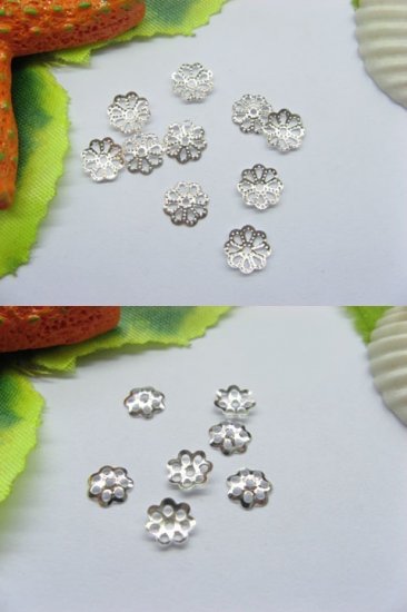 1000pcs Silver Plated Small Flower Bead Caps 6mm - Click Image to Close