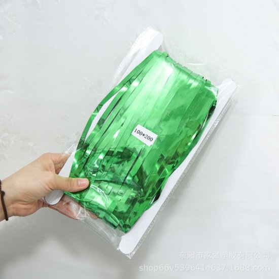 5Pcs Green Metallic Tinsel Curtain Foil Backdrop Streamer Party - Click Image to Close