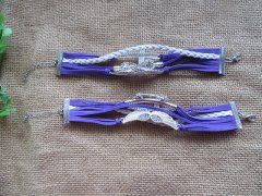 (image for) 12Pcs Fashionable Purple Leatherette Swing Metal Pendant