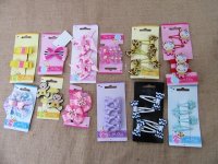 12Sheets BB Snap Hair Clips Hair Ties Assorted