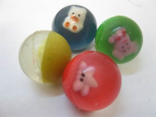 24Pcs Rubber Bouncing Balls with Animal Inside 32mm Mixed