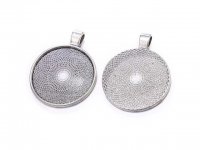 20Pcs Round Metal Silver Pendant Cabochon Settings