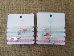 3Sheets X 4Pcs Facted Beads Beaded Bracelet with Metal Charm 3Sheets X 4Pcs Facted Beads Beaded Bracelet with Metal Charm