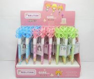 48Pcs New Automatic Ball Point Pens Flower Top with Tag Mixed
