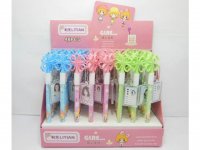 48Pcs New Automatic Ball Point Pens Flower Top with Tag Mixed