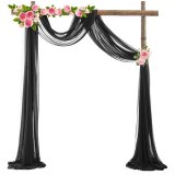 1Pc Black Wedding Arch Chiffon Backdrop Curtain Drapes