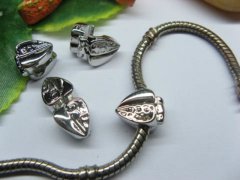 10 White K Heart European Stopper Beads Clips pa-c5 10 White K Heart European Stopper Beads Clips pa-c5