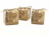 50X Heart Brown Kraft Square Sweets Candy Gift Boxes W/Hemp Cord