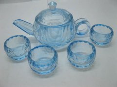 1Set Mini Blue Glass Teapot Set Tableware 1Set Mini Blue Glass Teapot Set Tableware